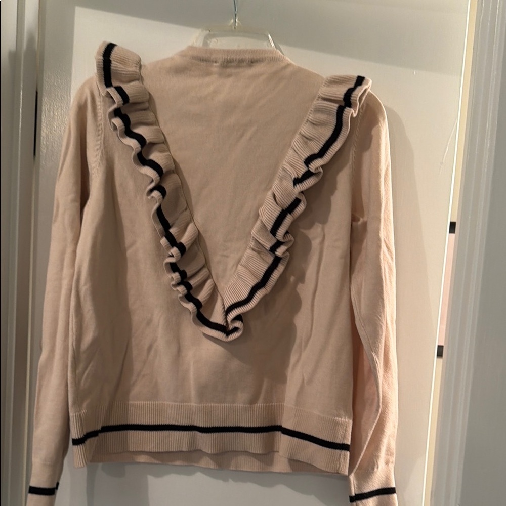 Elegant Ruffled Beige Sweater - Picture 3 of 3